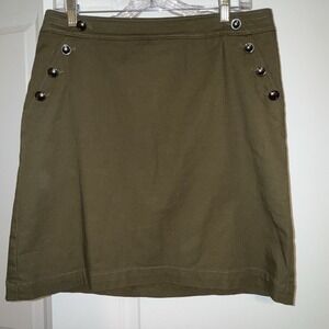 Talbots Olive Green Button Detail Skirt Size 12 Career Classic Casual